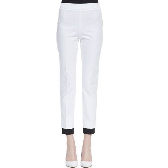 Cedric Charlier Couture Made in Italy Contrasting Cuff Ankle Pants Size 6 - Picture 12 of 13